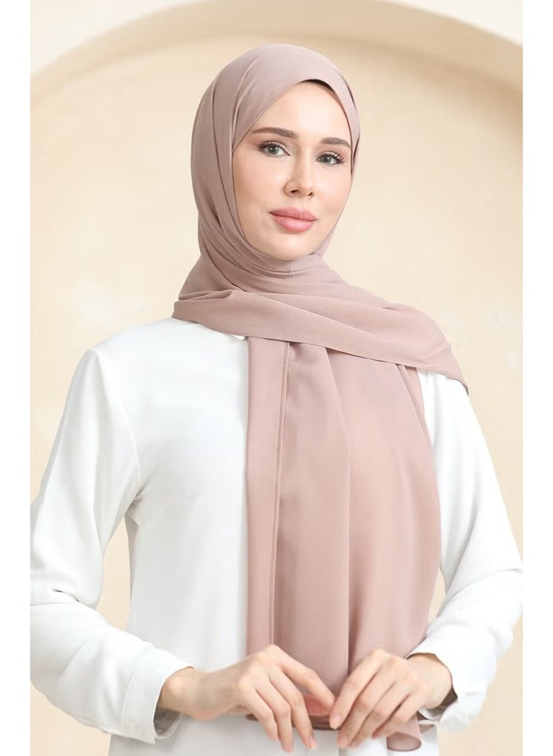 Sefa Merve Crepe Plain Shawl 81077-03 Light Brown - Image 1